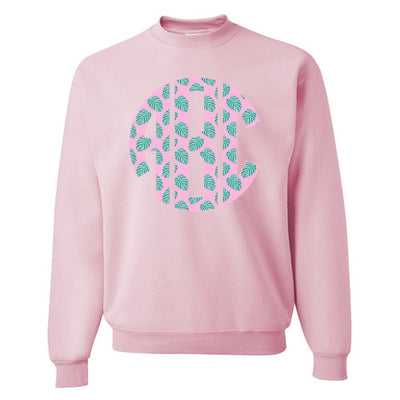 Monogrammed 'Palm Print' Big Print Crewneck Sweatshirt - United Monograms