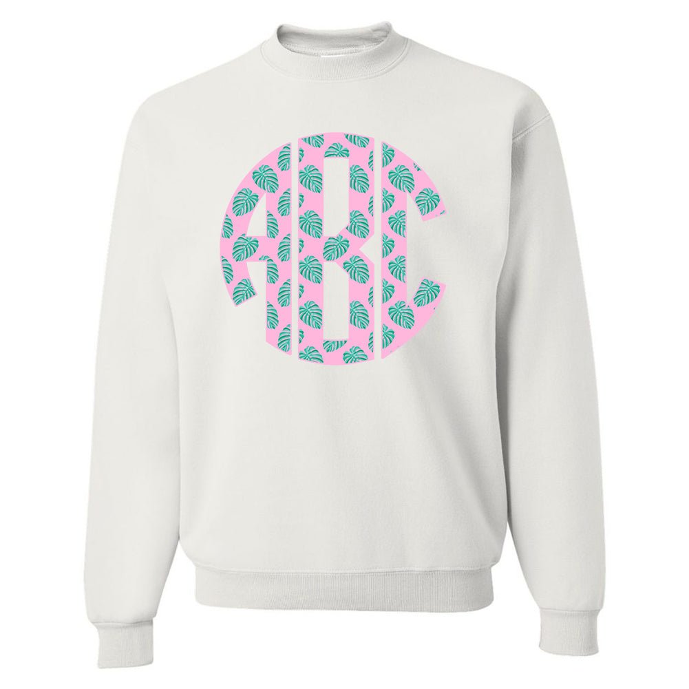Monogrammed 'Palm Print' Big Print Crewneck Sweatshirt - United Monograms