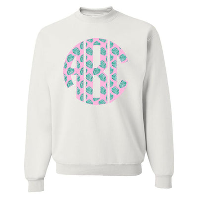Monogrammed 'Palm Print' Big Print Crewneck Sweatshirt - United Monograms