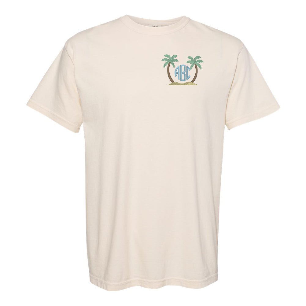 Monogrammed Palm Trees Comfort Colors T-Shirt - United Monograms