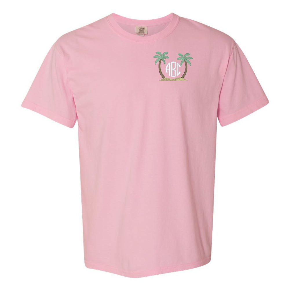 Monogrammed Palm Trees Comfort Colors T-Shirt - United Monograms
