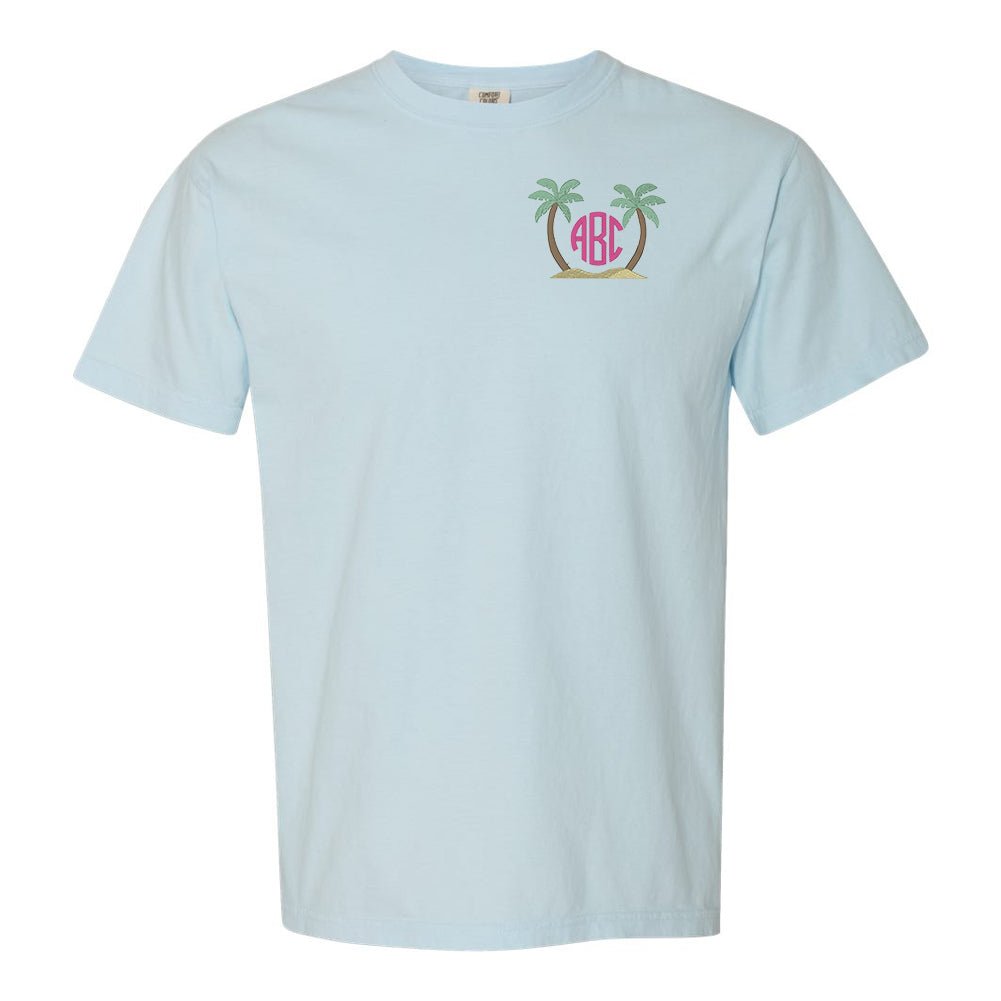 Monogrammed Palm Trees Comfort Colors T-Shirt - United Monograms