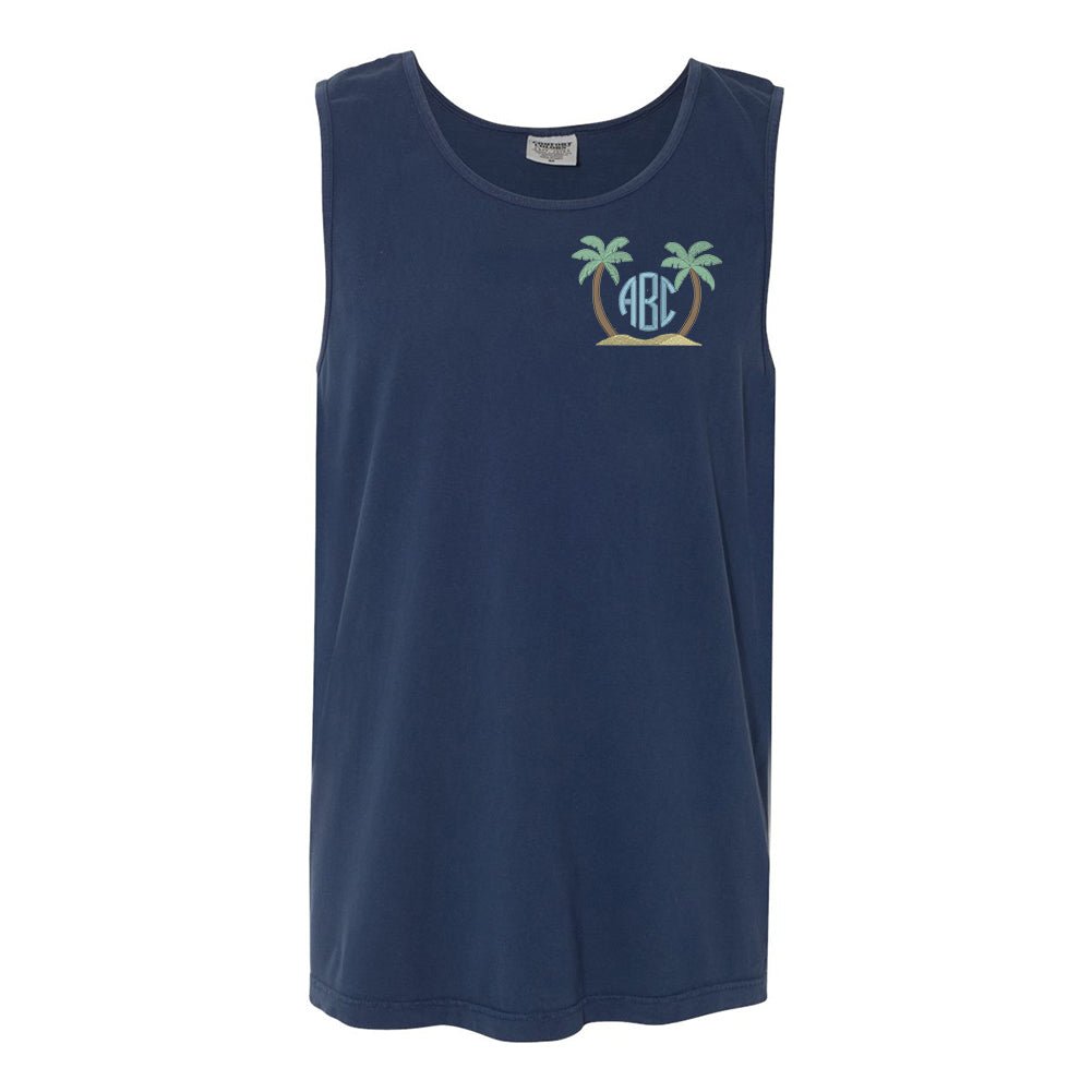 Monogrammed Palm Trees Comfort Colors Tank - United Monograms