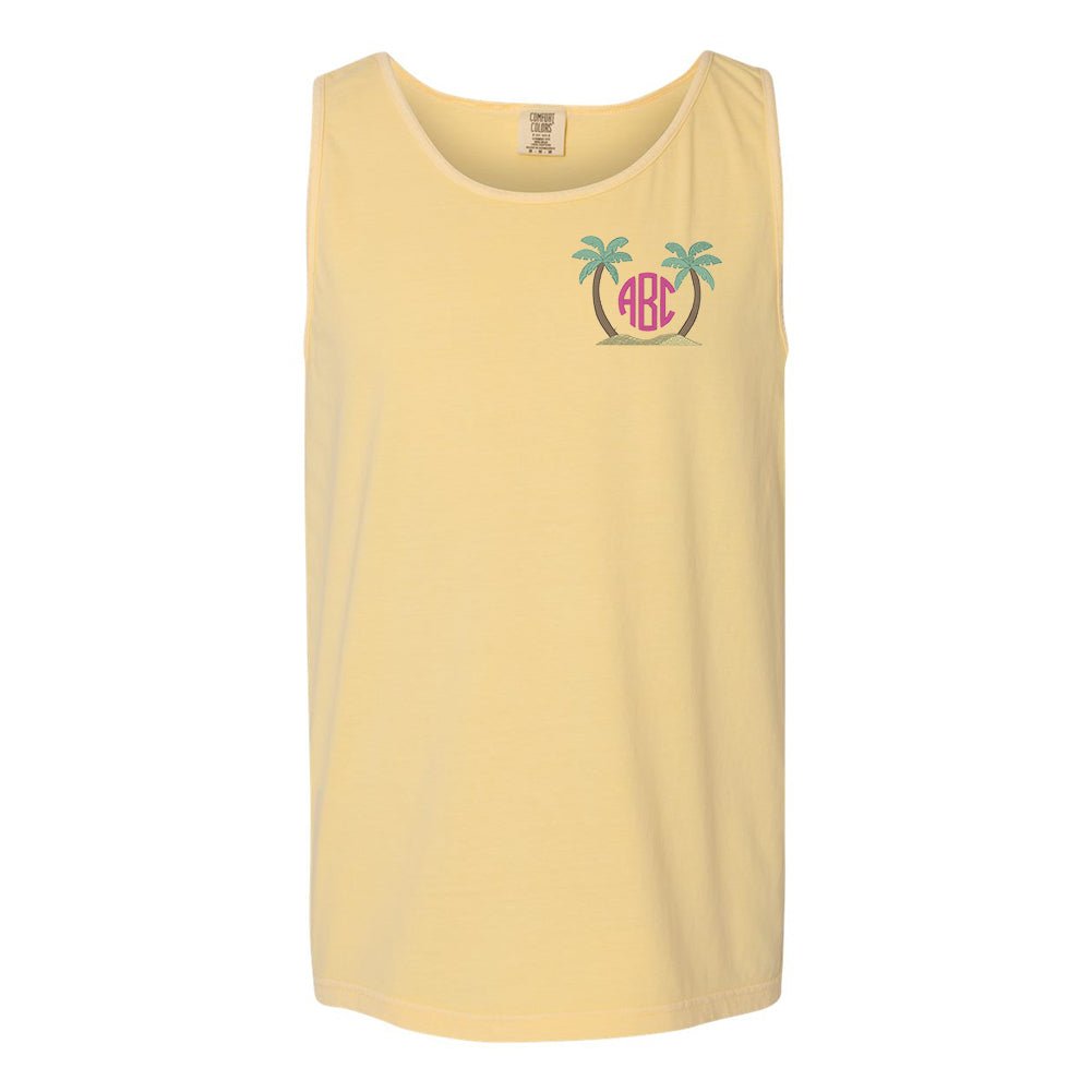Monogrammed Palm Trees Comfort Colors Tank - United Monograms