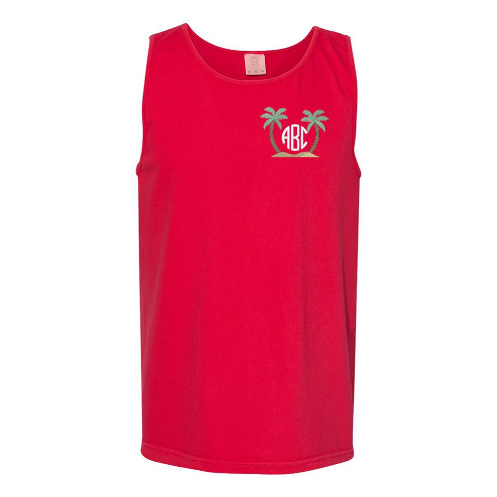 Monogrammed Palm Trees Comfort Colors Tank - United Monograms