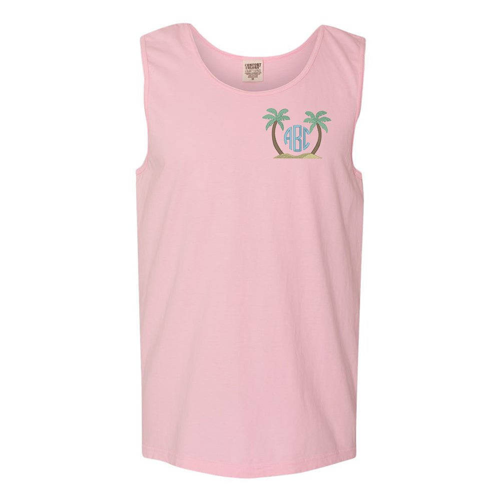 Monogrammed Palm Trees Comfort Colors Tank - United Monograms
