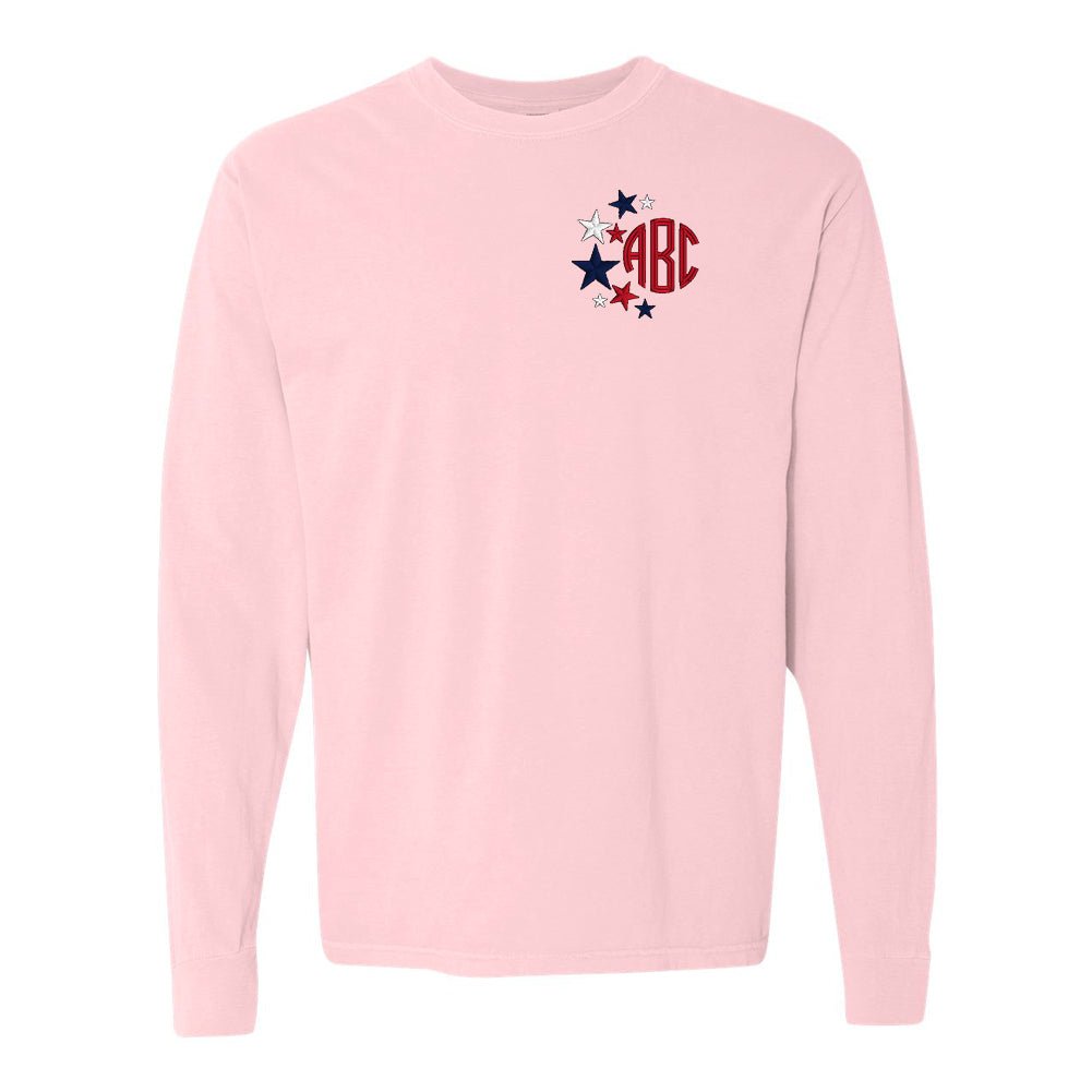 Monogrammed Patriotic Stars Comfort Colors Long Sleeve T-Shirt - United Monograms