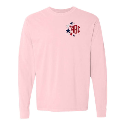 Monogrammed Patriotic Stars Comfort Colors Long Sleeve T-Shirt - United Monograms