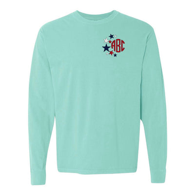 Monogrammed Patriotic Stars Comfort Colors Long Sleeve T-Shirt - United Monograms