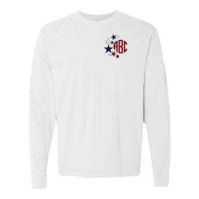 Monogrammed Patriotic Stars Comfort Colors Long Sleeve T-Shirt - United Monograms