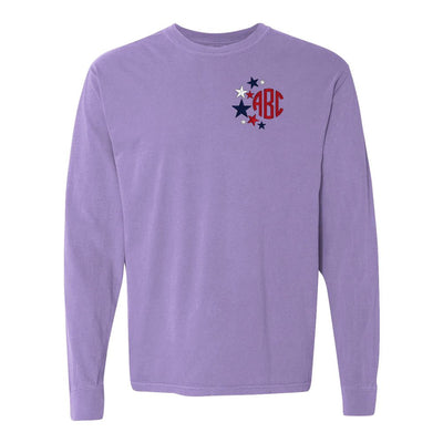 Monogrammed Patriotic Stars Comfort Colors Long Sleeve T-Shirt - United Monograms