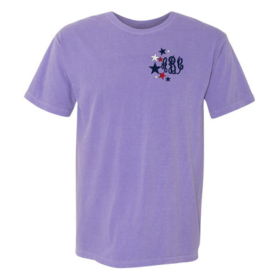 Monogrammed Patriotic Stars Comfort Colors T-Shirt - United Monograms