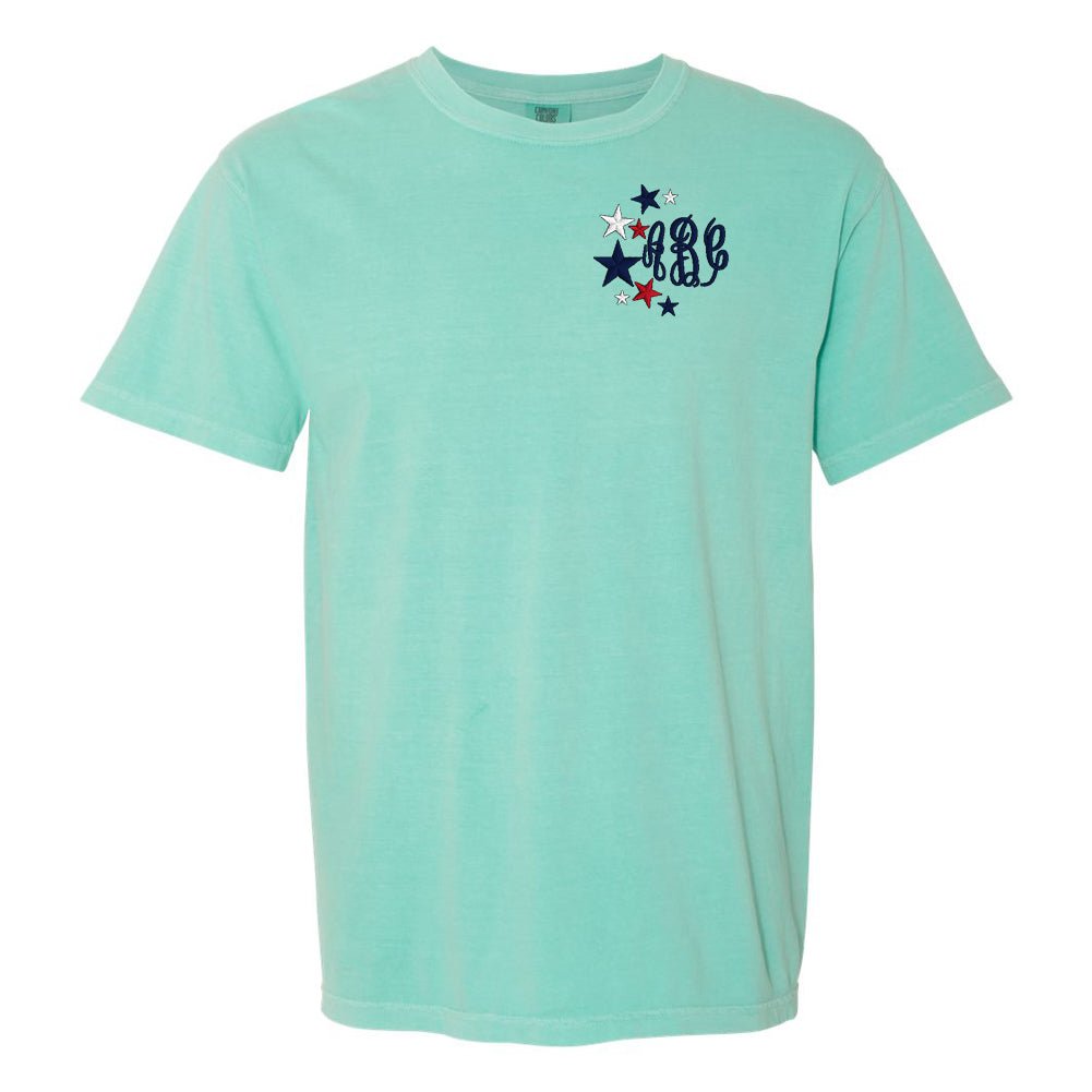 Monogrammed Patriotic Stars Comfort Colors T-Shirt - United Monograms