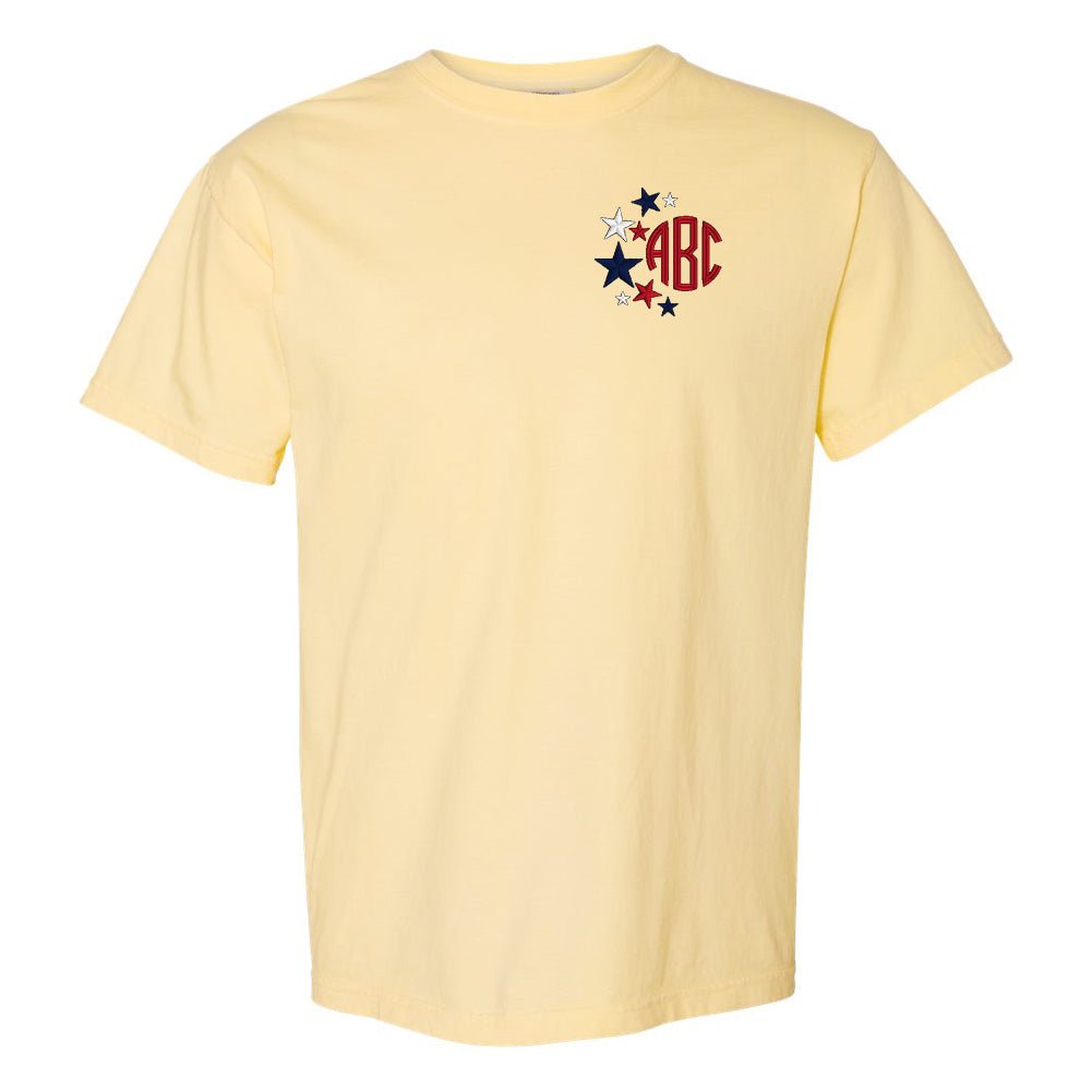 Monogrammed Patriotic Stars Comfort Colors T-Shirt - United Monograms