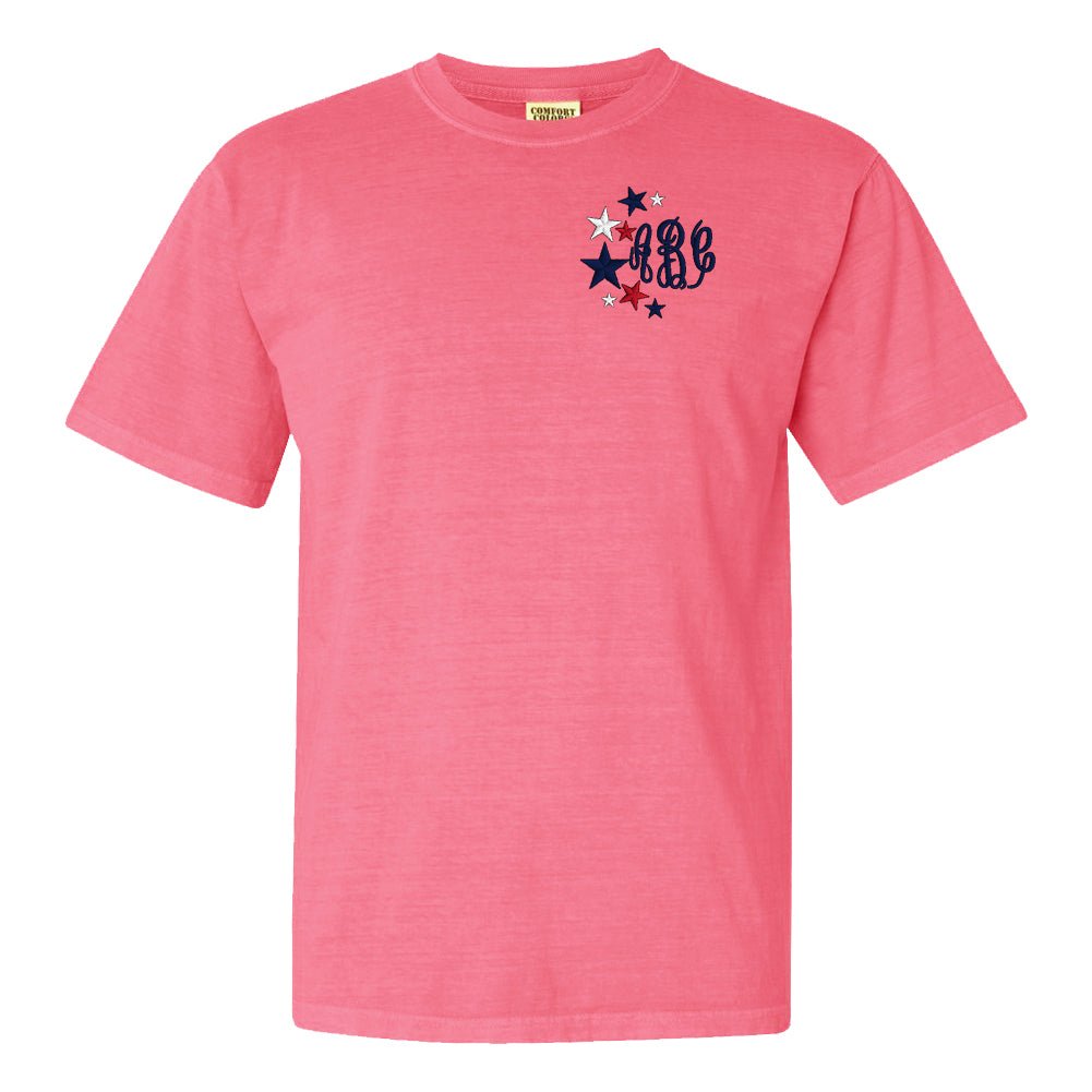 Monogrammed Patriotic Stars Comfort Colors T-Shirt - United Monograms