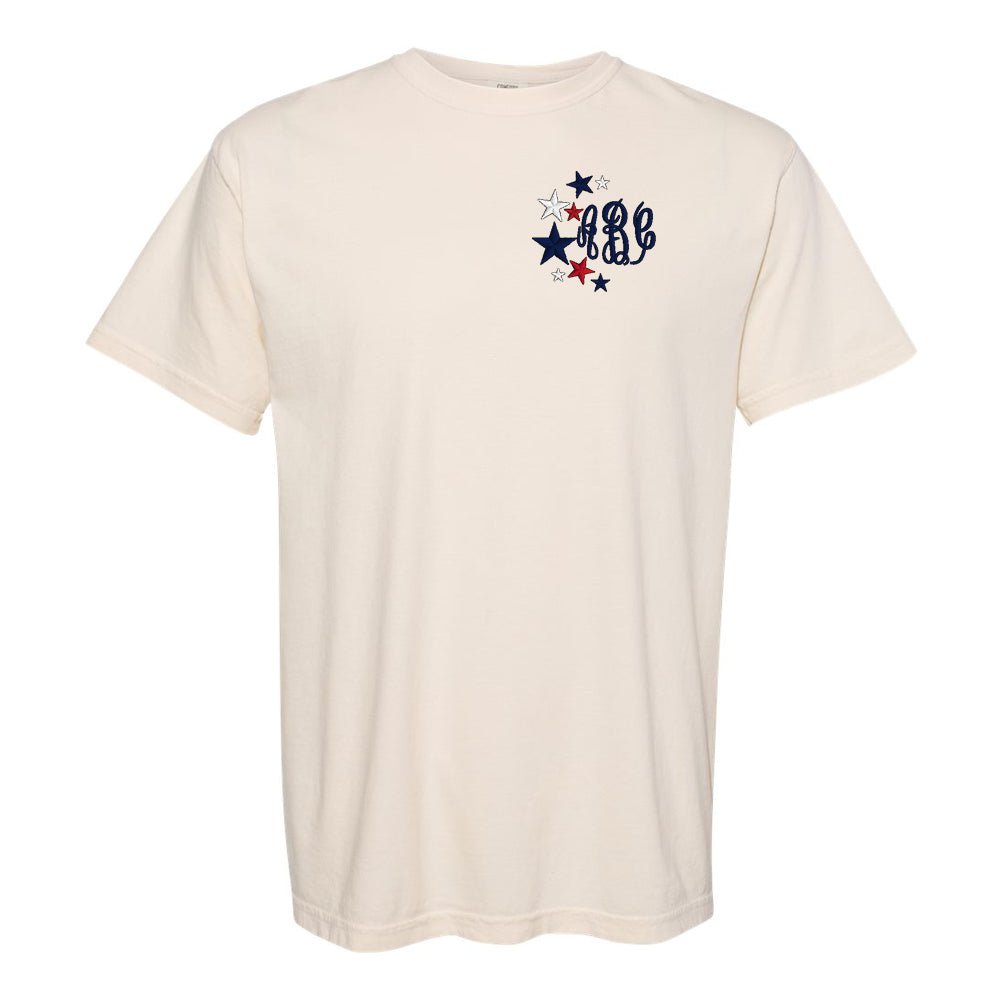 Monogrammed Patriotic Stars Comfort Colors T-Shirt - United Monograms