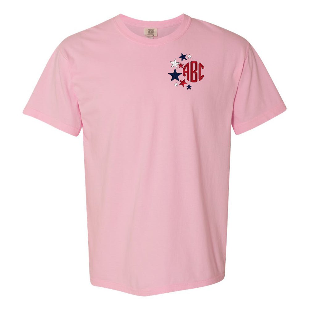 Monogrammed Patriotic Stars Comfort Colors T-Shirt - United Monograms