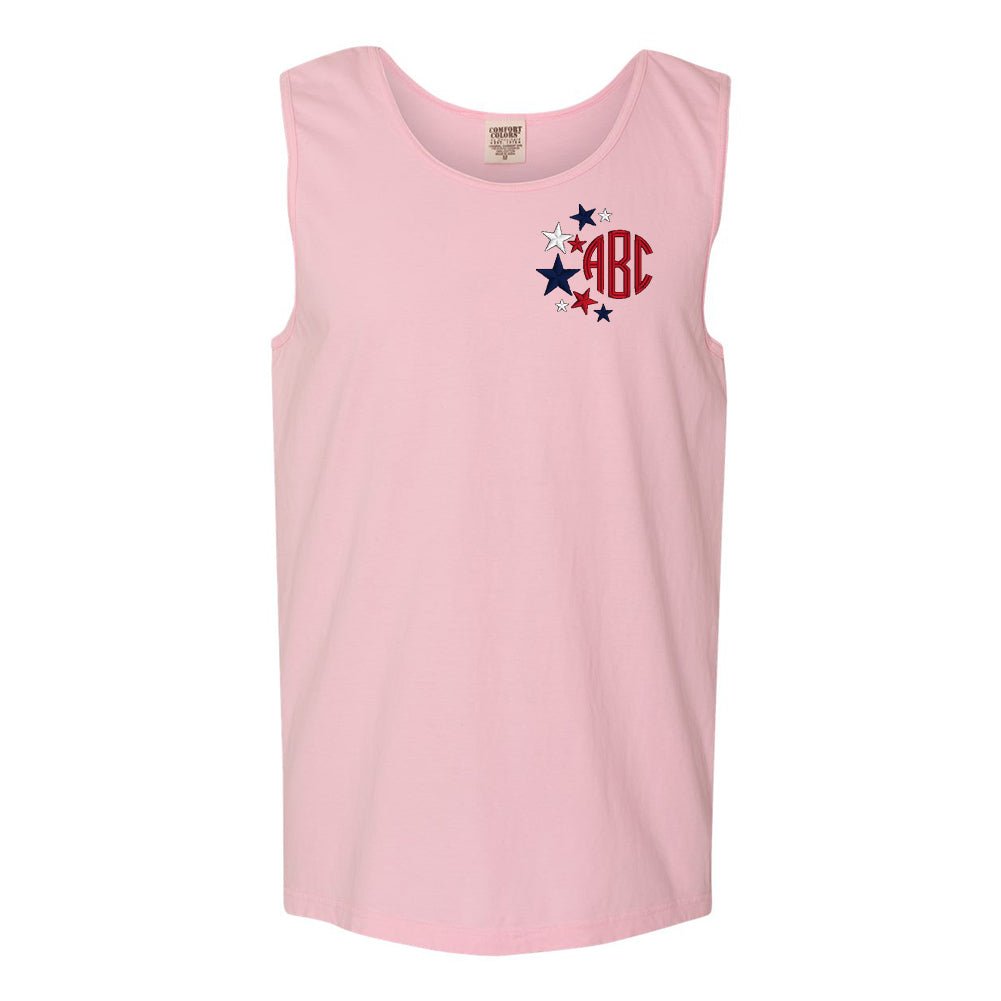 Monogrammed Patriotic Stars Comfort Colors Tank Top - United Monograms