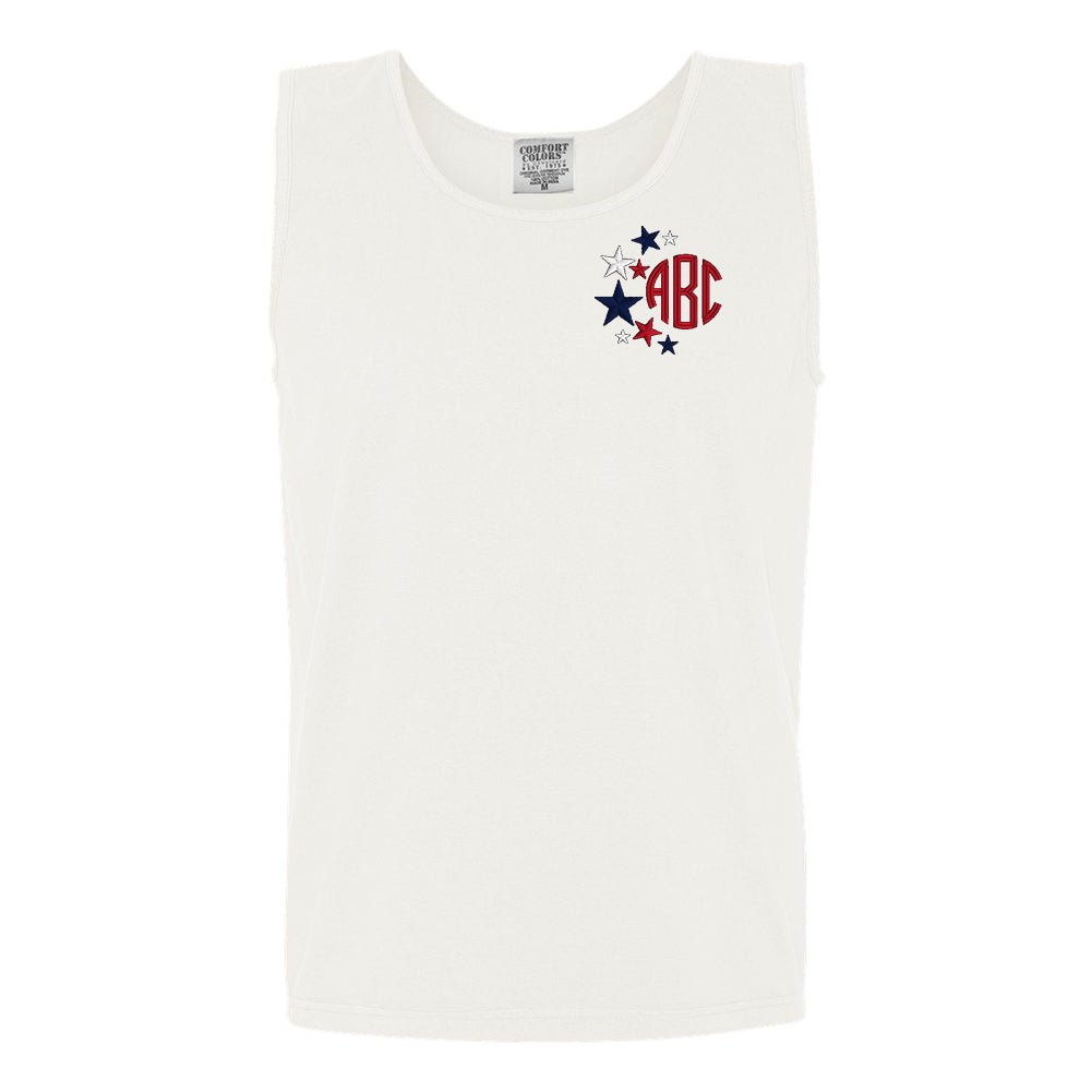 Monogrammed Patriotic Stars Comfort Colors Tank Top - United Monograms