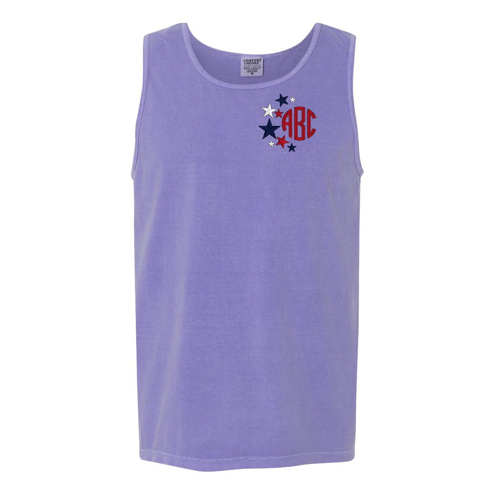 Monogrammed Patriotic Stars Comfort Colors Tank Top - United Monograms