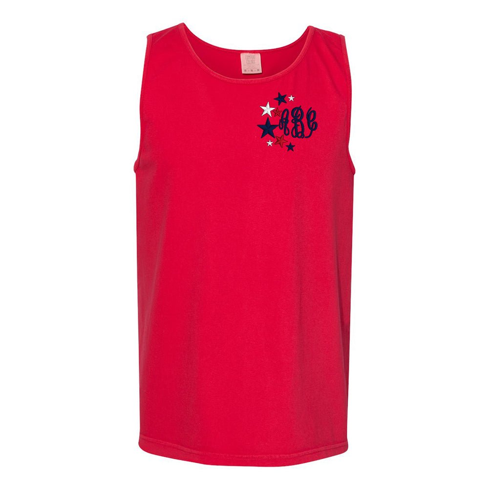 Monogrammed Patriotic Stars Comfort Colors Tank Top - United Monograms