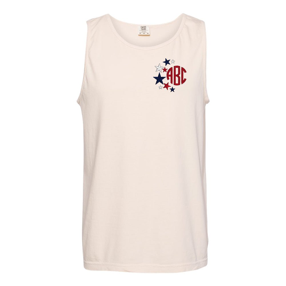 Monogrammed Patriotic Stars Comfort Colors Tank Top - United Monograms