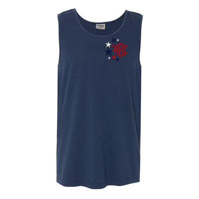 Monogrammed Patriotic Stars Comfort Colors Tank Top - United Monograms