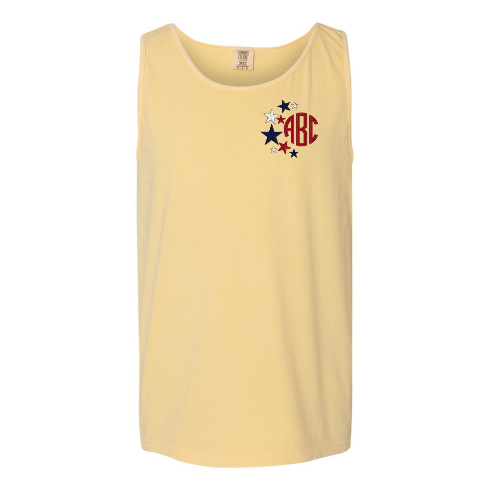 Monogrammed Patriotic Stars Comfort Colors Tank Top - United Monograms
