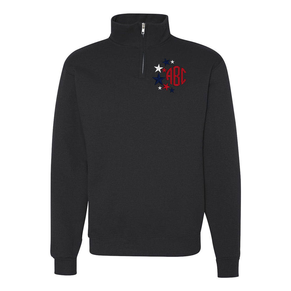 Monogrammed Patriotic Stars Quarter Zip Sweatshirt - United Monograms