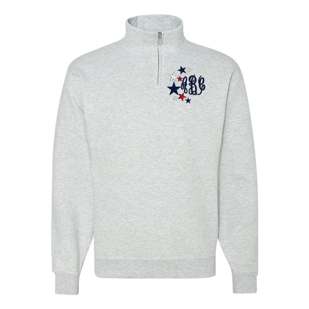 Monogrammed Patriotic Stars Quarter Zip Sweatshirt - United Monograms