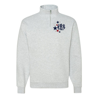 Monogrammed Patriotic Stars Quarter Zip Sweatshirt - United Monograms