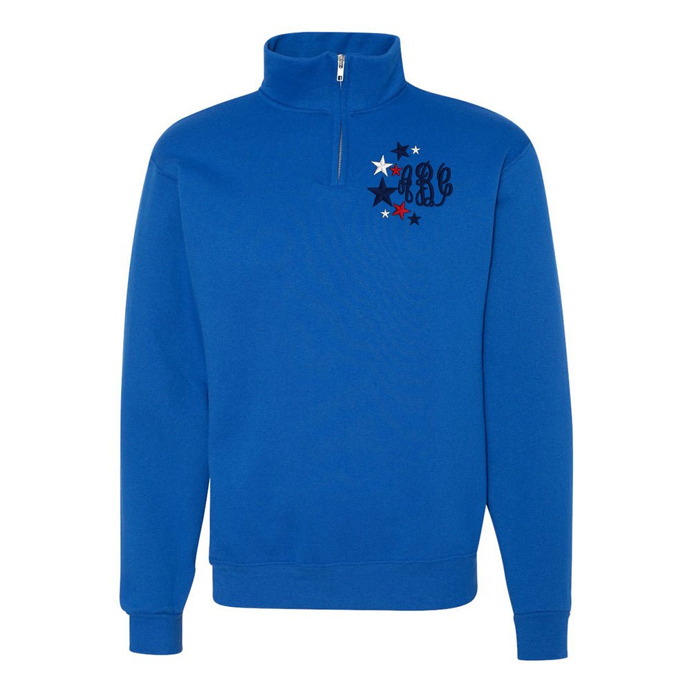 Monogrammed Patriotic Stars Quarter Zip Sweatshirt - United Monograms