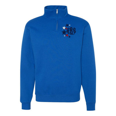 Monogrammed Patriotic Stars Quarter Zip Sweatshirt - United Monograms
