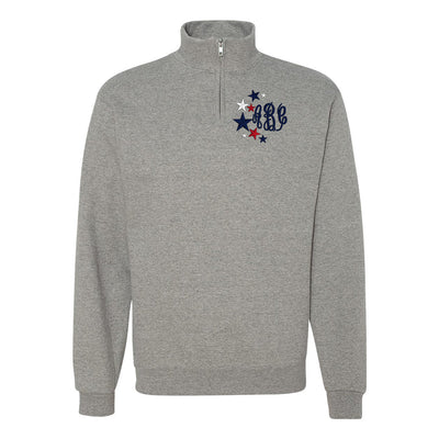 Monogrammed Patriotic Stars Quarter Zip Sweatshirt - United Monograms