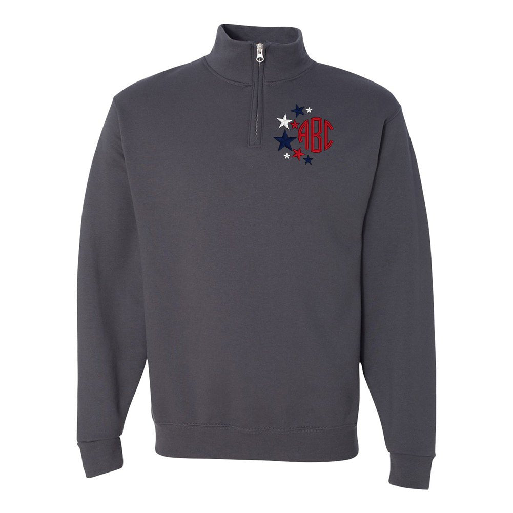 Monogrammed Patriotic Stars Quarter Zip Sweatshirt - United Monograms