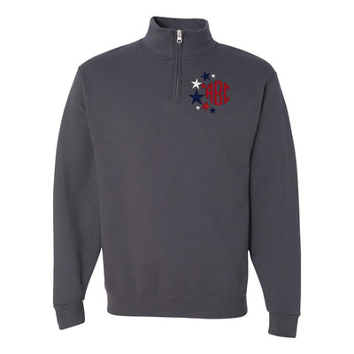 Monogrammed Patriotic Stars Quarter Zip Sweatshirt - United Monograms