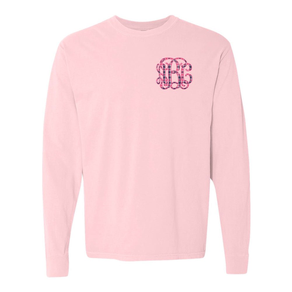 Monogrammed 'Plaid' Big Print Comfort Colors Long Sleeve T-Shirt - United Monograms