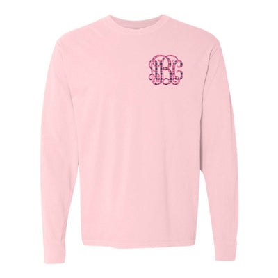 Monogrammed 'Plaid' Big Print Comfort Colors Long Sleeve T-Shirt - United Monograms