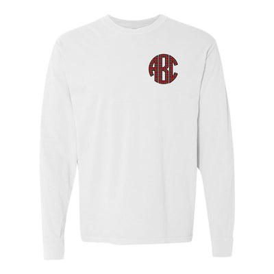 Monogrammed 'Plaid' Big Print Comfort Colors Long Sleeve T-Shirt - United Monograms