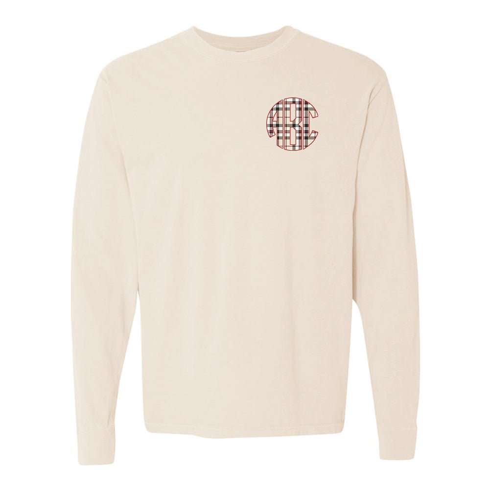 Monogrammed 'Plaid' Big Print Comfort Colors Long Sleeve T-Shirt - United Monograms