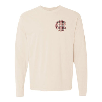 Monogrammed 'Plaid' Big Print Comfort Colors Long Sleeve T-Shirt - United Monograms
