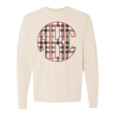 Monogrammed 'Plaid' Big Print Comfort Colors Long Sleeve T-Shirt - United Monograms