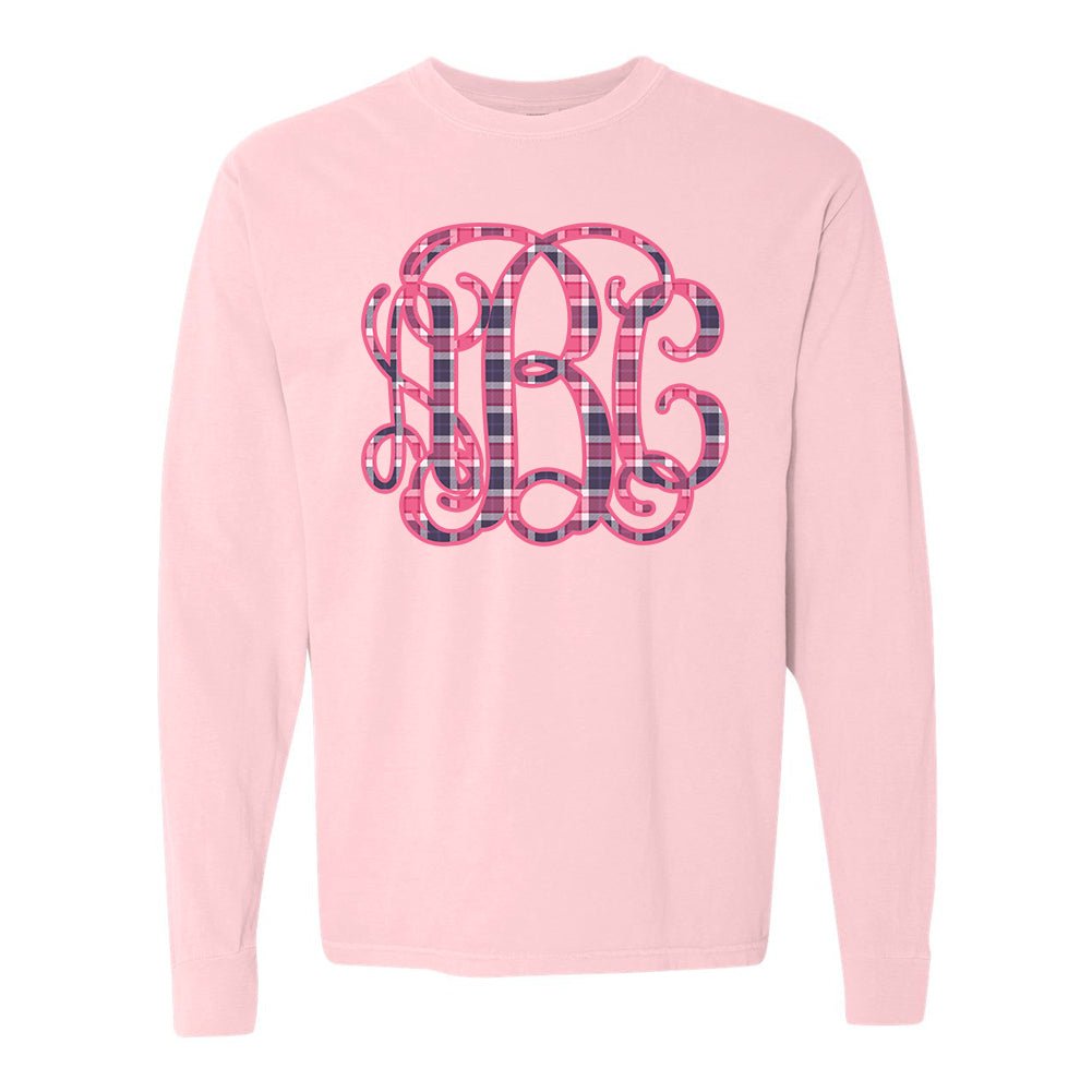 Monogrammed 'Plaid' Big Print Comfort Colors Long Sleeve T-Shirt - United Monograms
