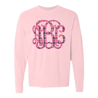 Monogrammed 'Plaid' Big Print Comfort Colors Long Sleeve T-Shirt - United Monograms