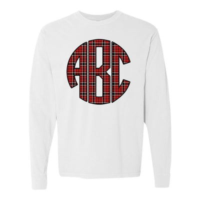 Monogrammed 'Plaid' Big Print Comfort Colors Long Sleeve T-Shirt - United Monograms