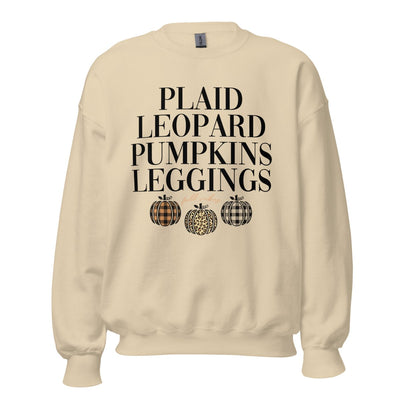Monogrammed 'Plaid, Leopard, Pumpkins' Crewneck Sweatshirt - United Monograms