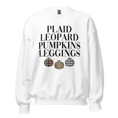 Monogrammed 'Plaid, Leopard, Pumpkins' Crewneck Sweatshirt - United Monograms
