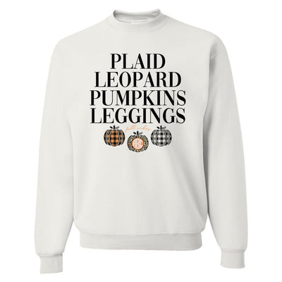 Monogrammed 'Plaid, Leopard, Pumpkins' Crewneck Sweatshirt - United Monograms