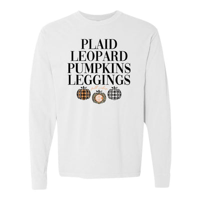 Monogrammed 'Plaid, Leopard, Pumpkins' Long Sleeve T-Shirt - United Monograms