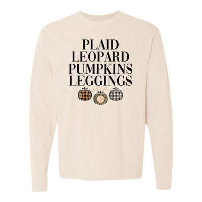 Monogrammed 'Plaid, Leopard, Pumpkins' Long Sleeve T-Shirt - United Monograms
